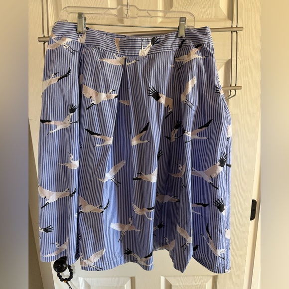 Who What Wear Dresses & Skirts - Who What Wear Blue and White Bird Print A-Line Skirt